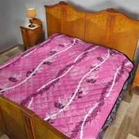 Hawaii Maile Lei Quilt With Pink Monstera Pattern LT05 - Polynesian Pride