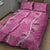 Hawaii Maile Lei Quilt Bed Set With Pink Monstera Pattern