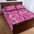 Hawaii Maile Lei Quilt Bed Set With Pink Monstera Pattern