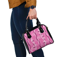 Hawaii Maile Lei Shoulder Handbag With Pink Monstera Pattern LT05 - Polynesian Pride