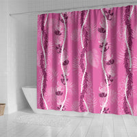 Hawaii Maile Lei Shower Curtain With Pink Monstera Pattern LT05 - Polynesian Pride