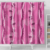 Hawaii Maile Lei Shower Curtain With Pink Monstera Pattern LT05 - Polynesian Pride