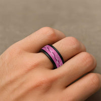 Hawaii Maile Lei Spinner Ring With Pink Monstera Pattern LT05 - Polynesian Pride