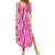 Hawaii Maile Lei Summer Maxi Dress With Pink Monstera Pattern