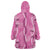 Hawaii Maile Lei Wearable Blanket Hoodie With Pink Monstera Pattern