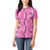 Hawaii Maile Lei Women Polo Shirt With Pink Monstera Pattern