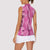 Hawaii Maile Lei Women Sleeveless Polo Shirt With Pink Monstera Pattern