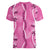 Hawaii Maile Lei Women V-Neck T-Shirt With Pink Monstera Pattern