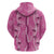 Hawaii Maile Lei Zip Hoodie With Pink Monstera Pattern