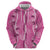 Hawaii Maile Lei Zip Hoodie With Pink Monstera Pattern