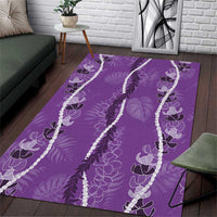 Hawaii Maile Lei Area Rug With Violet Monstera Pattern LT05 Violet - Polynesian Pride