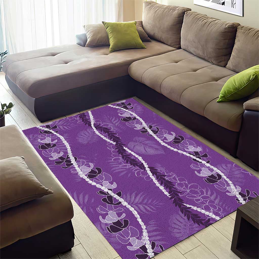 Hawaii Maile Lei Area Rug With Violet Monstera Pattern LT05 - Polynesian Pride