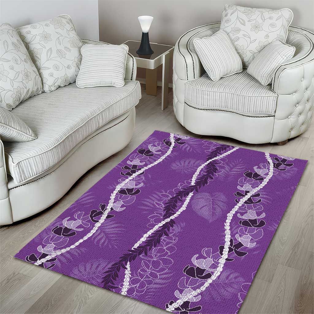 Hawaii Maile Lei Area Rug With Violet Monstera Pattern LT05 - Polynesian Pride