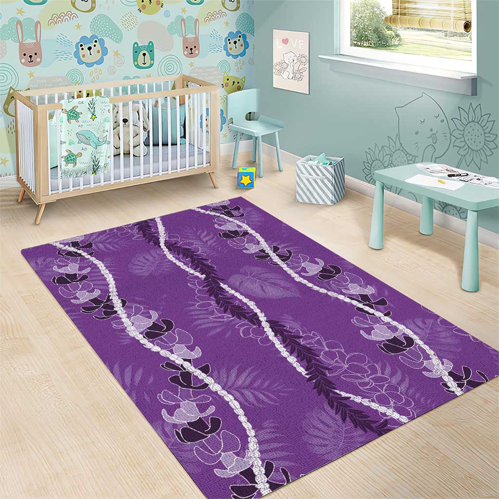Hawaii Maile Lei Area Rug With Violet Monstera Pattern LT05 - Polynesian Pride