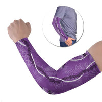 Hawaii Maile Lei Arm Sleeves With Violet Monstera Pattern LT05 Set of 2 Violet - Polynesian Pride