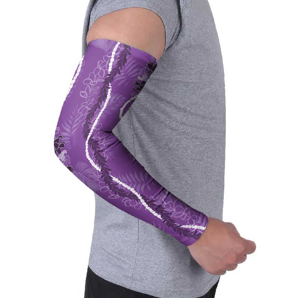 Hawaii Maile Lei Arm Sleeves With Violet Monstera Pattern LT05 - Polynesian Pride