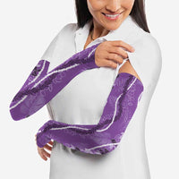 Hawaii Maile Lei Arm Sleeves With Violet Monstera Pattern LT05 - Polynesian Pride