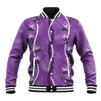 Hawaii Maile Lei Baseball Jacket With Violet Monstera Pattern LT05 Unisex Violet - Polynesian Pride