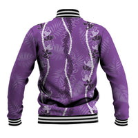Hawaii Maile Lei Baseball Jacket With Violet Monstera Pattern LT05 - Polynesian Pride