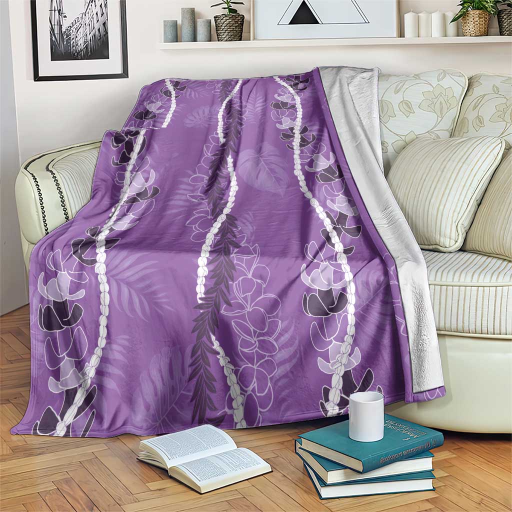 Hawaii Maile Lei Blanket With Violet Monstera Pattern LT05 Violet - Polynesian Pride