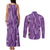 Hawaii Maile Lei Couples Matching Tank Maxi Dress and Long Sleeve Button Shirt With Violet Monstera Pattern