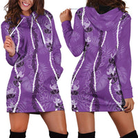 Hawaii Maile Lei Hoodie Dress With Violet Monstera Pattern LT05 - Polynesian Pride