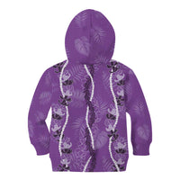 Hawaii Maile Lei Kid Hoodie With Violet Monstera Pattern LT05 - Polynesian Pride