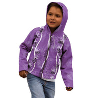 Hawaii Maile Lei Kid Hoodie With Violet Monstera Pattern LT05 - Polynesian Pride