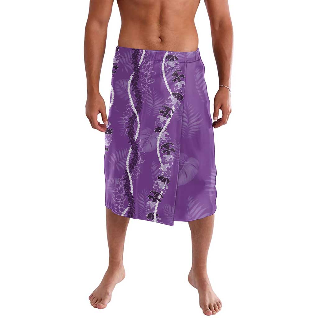 Hawaii Maile Lei Lavalava With Violet Monstera Pattern