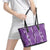 Hawaii Maile Lei Leather Tote Bag With Violet Monstera Pattern