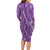 Hawaii Maile Lei Long Sleeve Bodycon Dress With Violet Monstera Pattern