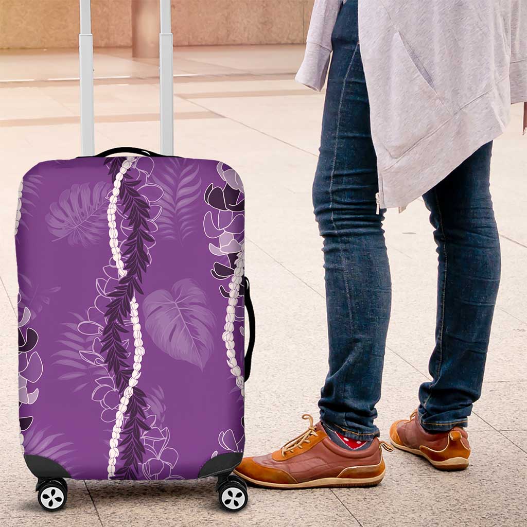 Hawaii Maile Lei Luggage Cover With Violet Monstera Pattern LT05 Violet - Polynesian Pride