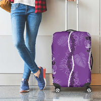 Hawaii Maile Lei Luggage Cover With Violet Monstera Pattern LT05 - Polynesian Pride