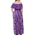 Hawaii Maile Lei Off Shoulder Maxi Dress With Violet Monstera Pattern