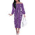 Hawaii Maile Lei Off The Shoulder Long Sleeve Dress With Violet Monstera Pattern