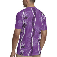 Hawaii Maile Lei Rugby Jersey With Violet Monstera Pattern LT05 - Polynesian Pride