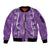 Hawaii Maile Lei Sleeve Zip Bomber Jacket With Violet Monstera Pattern