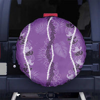 Hawaii Maile Lei Spare Tire Cover With Violet Monstera Pattern LT05 - Polynesian Pride