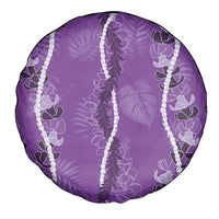 Hawaii Maile Lei Spare Tire Cover With Violet Monstera Pattern LT05 - Polynesian Pride