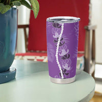 Hawaii Maile Lei Tumbler Cup With Violet Monstera Pattern LT05 - Polynesian Pride