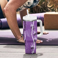 Hawaii Maile Lei Tumbler With Handle With Violet Monstera Pattern LT05 - Polynesian Pride