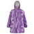 Hawaii Maile Lei Wearable Blanket Hoodie With Violet Monstera Pattern