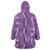 Hawaii Maile Lei Wearable Blanket Hoodie With Violet Monstera Pattern