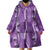 Hawaii Maile Lei Wearable Blanket Hoodie With Violet Monstera Pattern