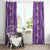 Hawaii Maile Lei Window Curtain With Violet Monstera Pattern