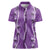 Hawaii Maile Lei Women Polo Shirt With Violet Monstera Pattern