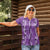 Hawaii Maile Lei Women Polo Shirt With Violet Monstera Pattern