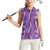 Hawaii Maile Lei Women Sleeveless Polo Shirt With Violet Monstera Pattern