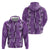 Hawaii Maile Lei Zip Hoodie With Violet Monstera Pattern