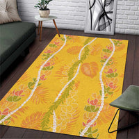 Hawaii Maile Lei Area Rug With Yellow Monstera Pattern LT05 Yellow - Polynesian Pride